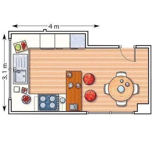 Plano de cocina 10 m²