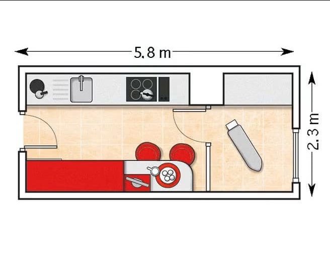 Plano de cocina 13 m²