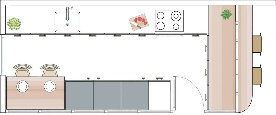 Plano de cocina 4 m²