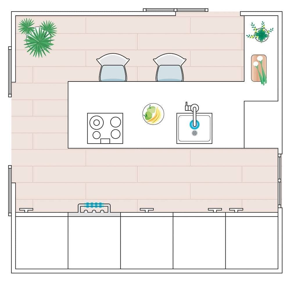 Plano de cocina 8 m²