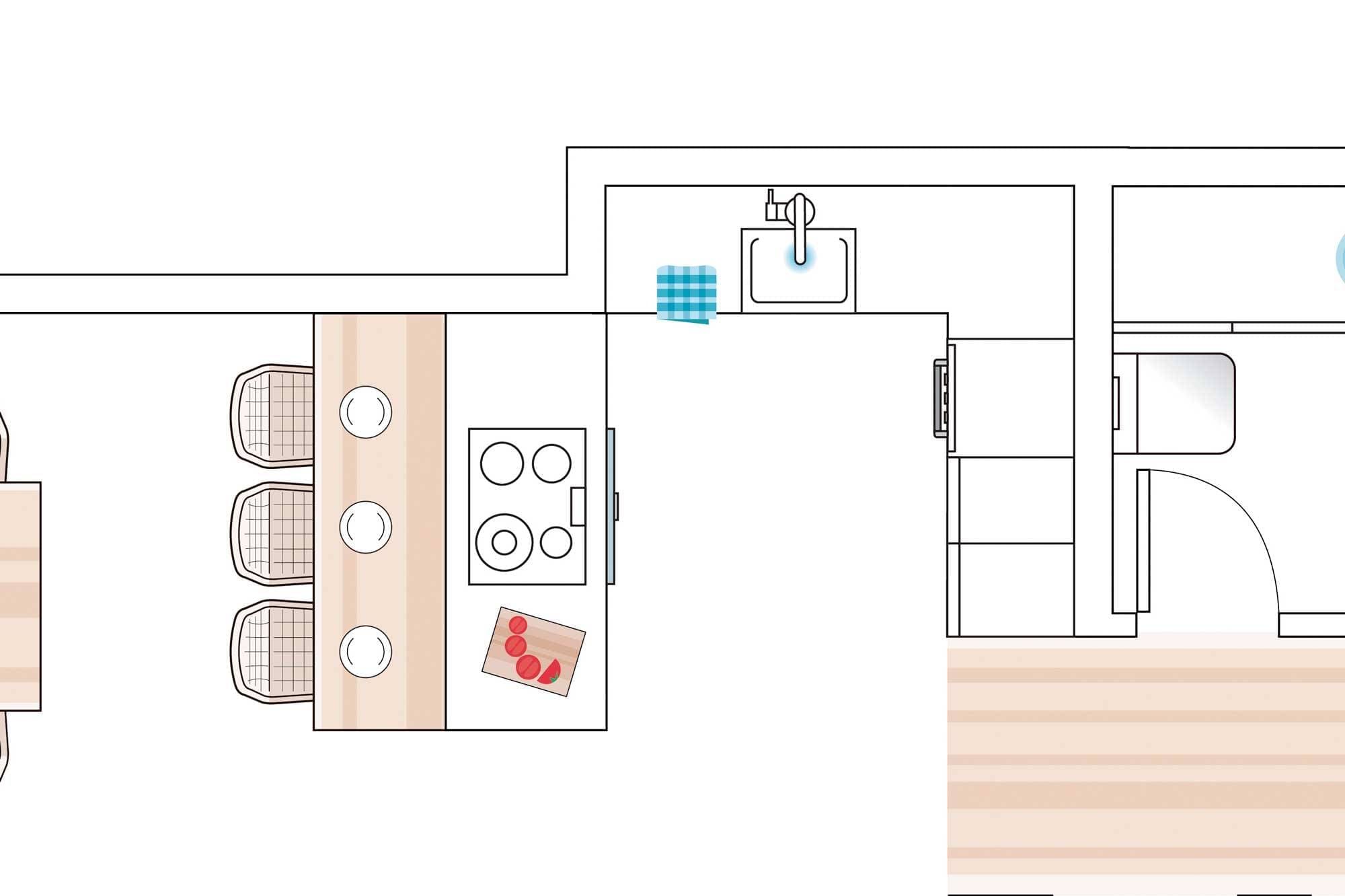 Plano de cocina 9 m²