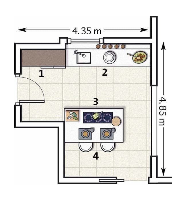 Plano de cocina 15 m²